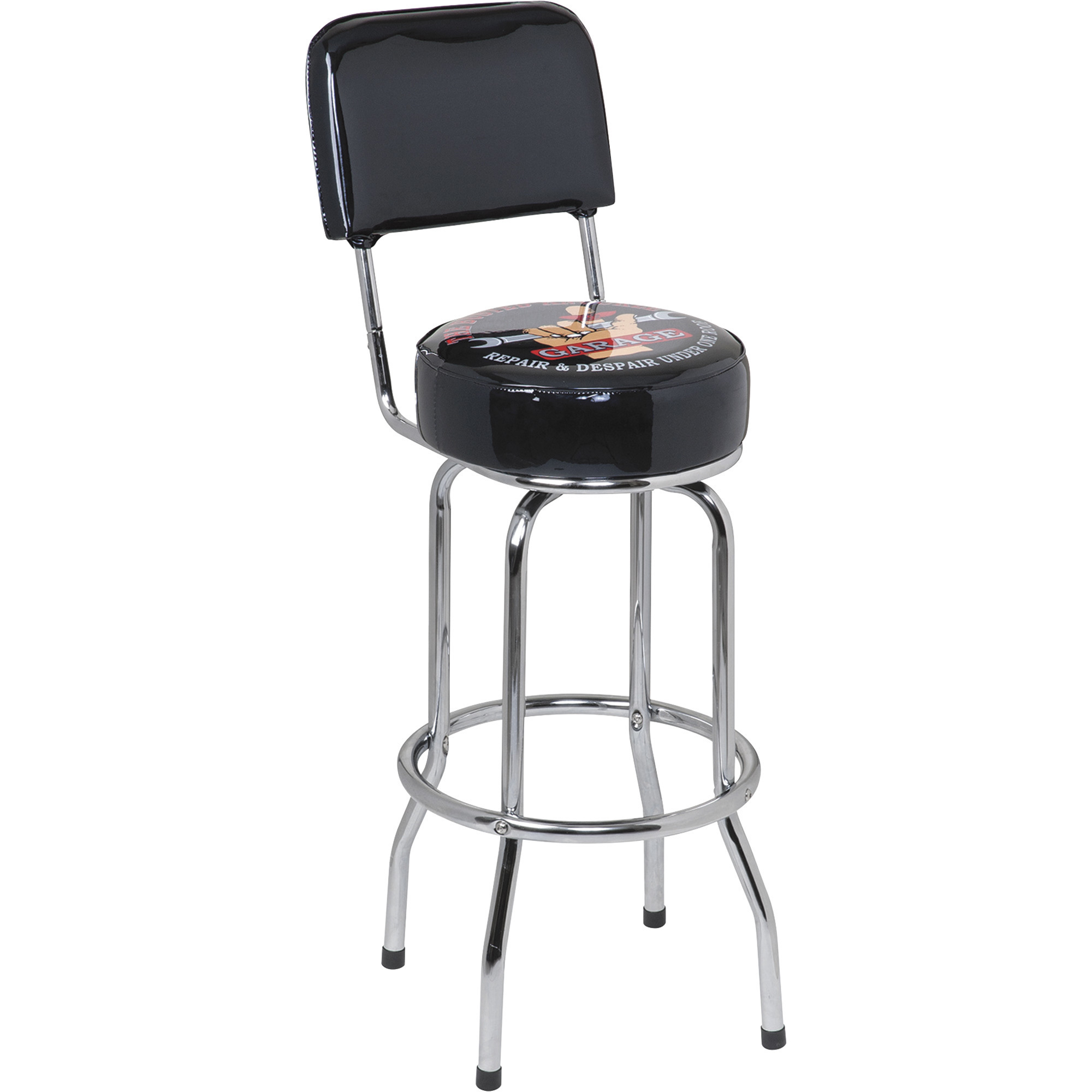 Busted Knuckle Garage Swivel Barstool with Backrest, Model# BKG-72200